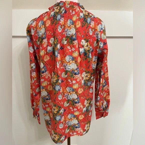 J.Crew Ruffle Classic popover shirt in Liberty coral floral - Picture 4 of 8